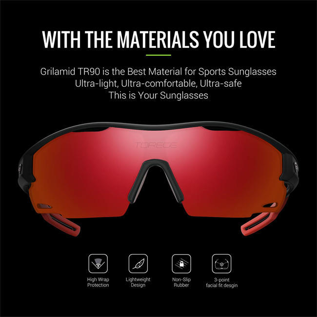 TOREGE Polarized Sports Sunglasses for Men Women Running Fishing Cycling Driving Glasses TR21